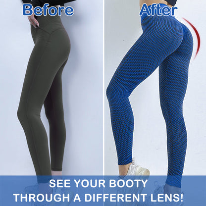 Butt Lifting, High Waist, Squat Proof Yoga Pants with Honeycomb Texture