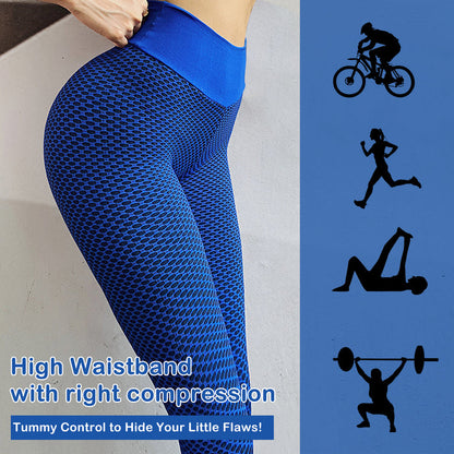 Butt Lifting, High Waist, Squat Proof Yoga Pants with Honeycomb Texture