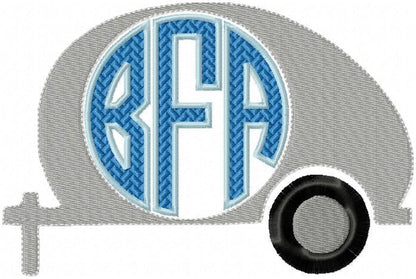 Camper Monogram Frame - Machine Embroidery Design Fits 2.5, 3.0, and 3.5 inch letters