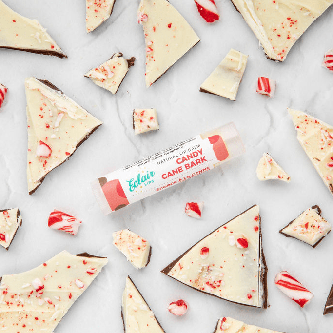Candy cane bark and lip balm from cashmereandcocktailsblog