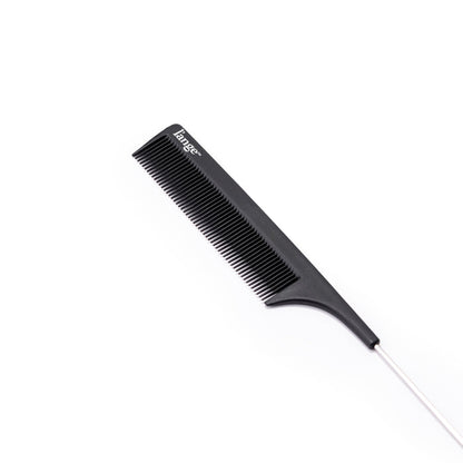 This close-up of the carbon-fiber hair comb, clearly displays the fine teeth for straightening hair.