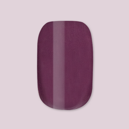 Cardigan | Short | Squoval - Tab Press-On nail in cozy mauve shade with glossy finish for easy at-home mani