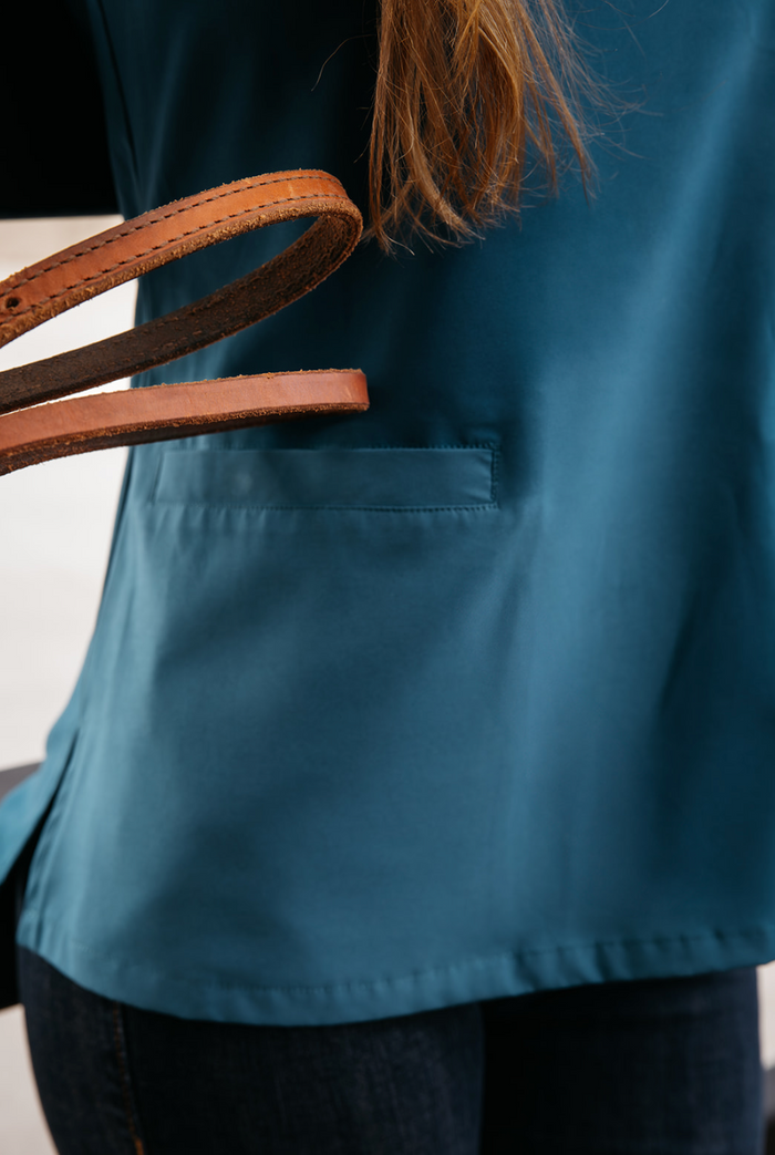 Caribbean Blue Boot-Stitch Top