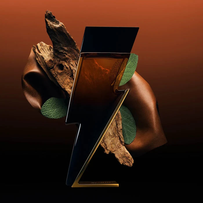 Carolina Herrera Bad Boy Elixir Eau de Parfum bottle with woody leather scent, 100ml, displayed in a close-up shot.