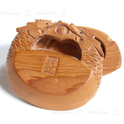 Carved Wood Buddhist Mokyugo Kogo  | Japanese Incense Storage Container