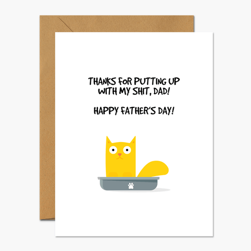 Cat Litter Happy Father’s Day Greeting Card - Footnotes Paper