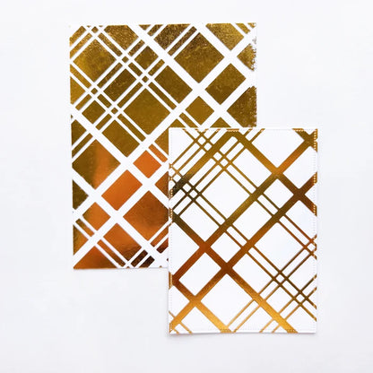 Catherine Pooler - Hot Foil Plate - Just Plaid. Hot foil fans will love the gorgeous angled plaid this product will add to your cards and projects. Use the entire background with your favorite foils or cut accent piece to add a pop of shine to your card. Available at Embellish Away located in Bowmanville Ontario Canada