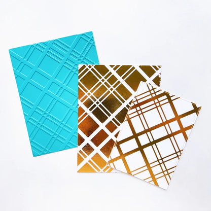 Catherine Pooler - Hot Foil Plate - Just Plaid. Hot foil fans will love the gorgeous angled plaid this product will add to your cards and projects. Use the entire background with your favorite foils or cut accent piece to add a pop of shine to your card. Available at Embellish Away located in Bowmanville Ontario Canada