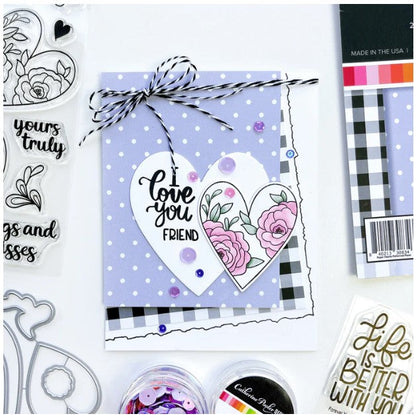 Catherine Pooler - Sentiments Stamp Set - Forever Yours.  When making cards for Valentine's Day, you need a just right sentiment for everyone you love. Enter the Forever Yours Sentiments Stamp Set. Available at Embellish Away located in Bowmanville Ontario Canada. Example by brand ambassador.