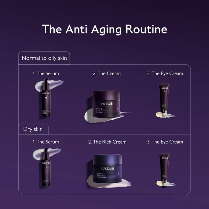 Caudalie Premier Cru Anti-Aging Eye Cream jar showing the 15ml container for reducing fine lines and wrinkles