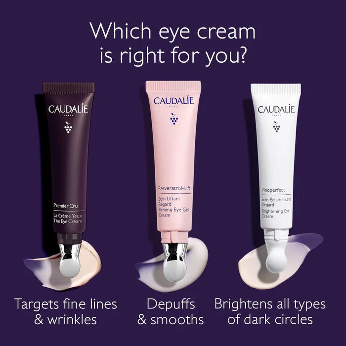 Caudalie Premier Cru Anti-Aging Eye Cream jar showing the 15ml container and product label on a white background.