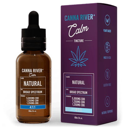 Canna River CBD Calm Tincture Natural Broad Spectrum 5000mg CBD + 1250mg CBN + 1250mg CBG 60mL
