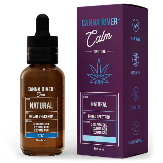 Canna River CBD Calm Tincture Natural Broad Spectrum 5000mg CBD + 1250mg CBN + 1250mg CBG 60mL