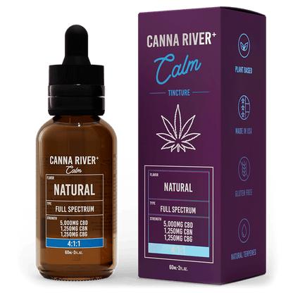 Canna River CBD Calm Tincture Natural Full Spectrum 5000mg CBD + 1250mg CBN + 1250mg CBG 60mL
