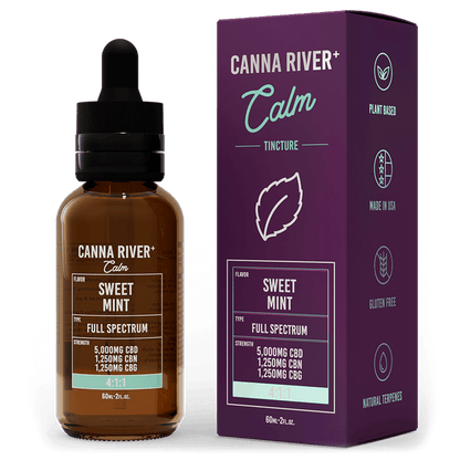 Canna River CBD Calm Tincture Sweet Mint Full Spectrum 5000mg CBD + 1250mg CBN + 1250mg CBG 60mL