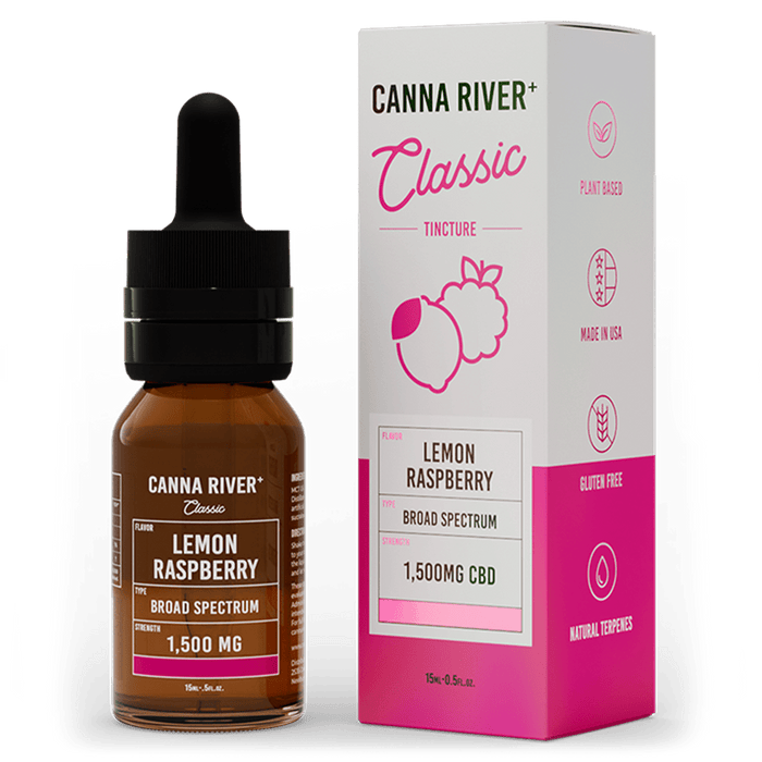 Canna River CBD Classic Tincture Lemon Raspberry Broad Spectrum 1500mg CBD 15mL