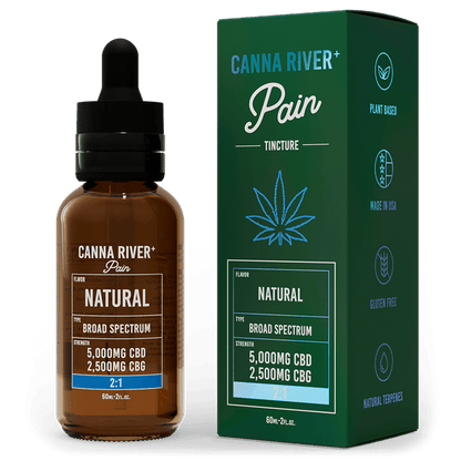 Canna River CBD Pain Tincture Natural Broad Spectrum 5000mg CBD + 2500mg CBG 60mL