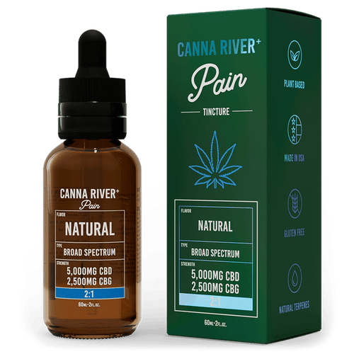 Canna River CBD Pain Tincture Natural Broad Spectrum 5000mg CBD + 2500mg CBG 60mL