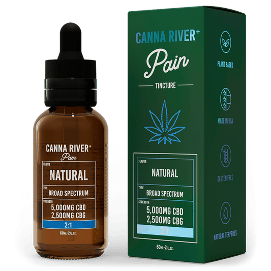 Canna River CBD Pain Tincture Natural Broad Spectrum 5000mg CBD + 2500mg CBG 60mL