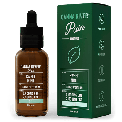Canna River CBD Pain Tincture Sweet Mint Broad Spectrum 5000mg CBD + 2500mg CBG 60mL