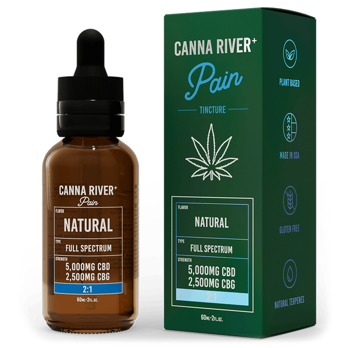 Canna River CBD Pain Tincture Natural Full Spectrum 5000mg CBD + 2500mg CBG 60mL