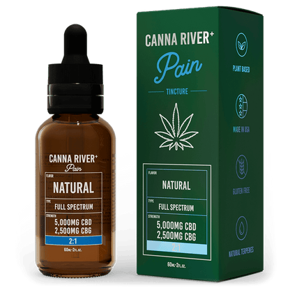 Canna River CBD Pain Tincture Natural Full Spectrum 5000mg CBD + 2500mg CBG 60mL