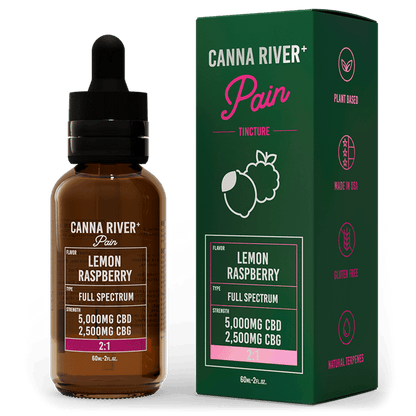 Canna River CBD Pain Tincture Lemon Raspberry Full Spectrum 5000mg CBD + 2500mg CBG 60mL
