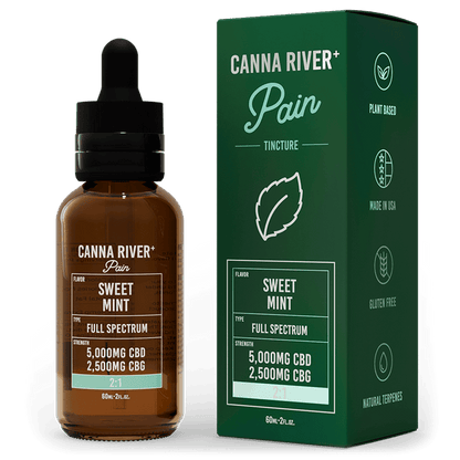 Canna River CBD Pain Tincture Sweet Mint Full Spectrum 5000mg CBD + 2500mg CBG 60mL