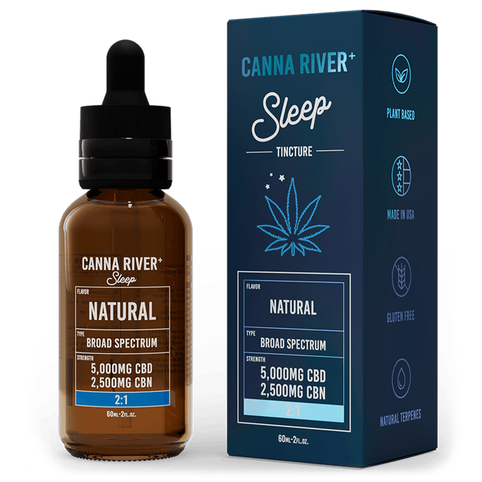 Canna River CBD Sleep Tincture Natural Broad Spectrum 5000mg CBD + 2500mg CBN 60mL
