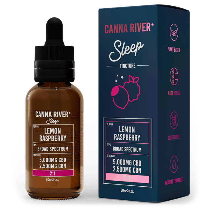 Canna River CBD Sleep Tincture Lemon Raspberry Broad Spectrum 5000mg CBD + 2500mg CBN 60mL