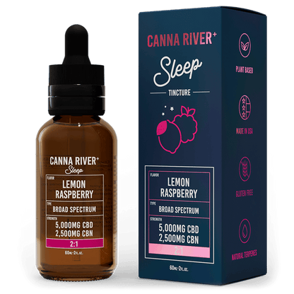 Canna River CBD Sleep Tincture Lemon Raspberry Broad Spectrum 5000mg CBD + 2500mg CBN 60mL
