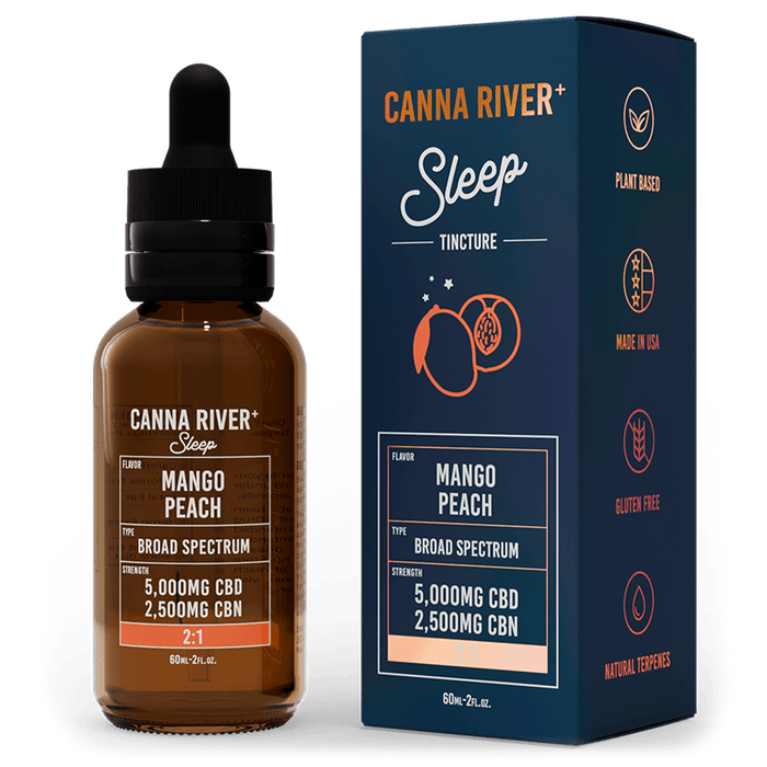Canna River CBD Sleep Tincture Mango Peach Broad Spectrum 5000mg CBD + 2500mg CBN 60mL