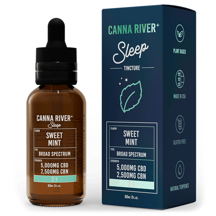 Canna River CBD Sleep Tincture Sweet Mint Broad Spectrum 5000mg CBD + 2500mg CBN 60mL