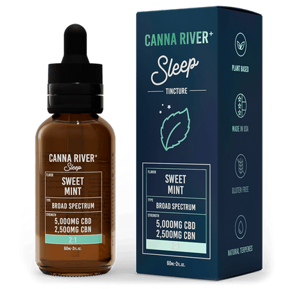 Canna River CBD Sleep Tincture Sweet Mint Broad Spectrum 5000mg CBD + 2500mg CBN 60mL