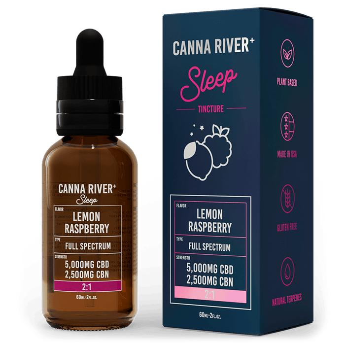 Canna River CBD Sleep Tincture Lemon Raspberry Full Spectrum 5000mg CBD + 2500mg CBN 60mL