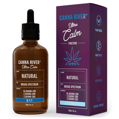 Canna River CBD Ultra Calm Tincture Natural Broad Spectrum 15000mg CBD + 2500mg CBN + 2500mg CBG 120mL