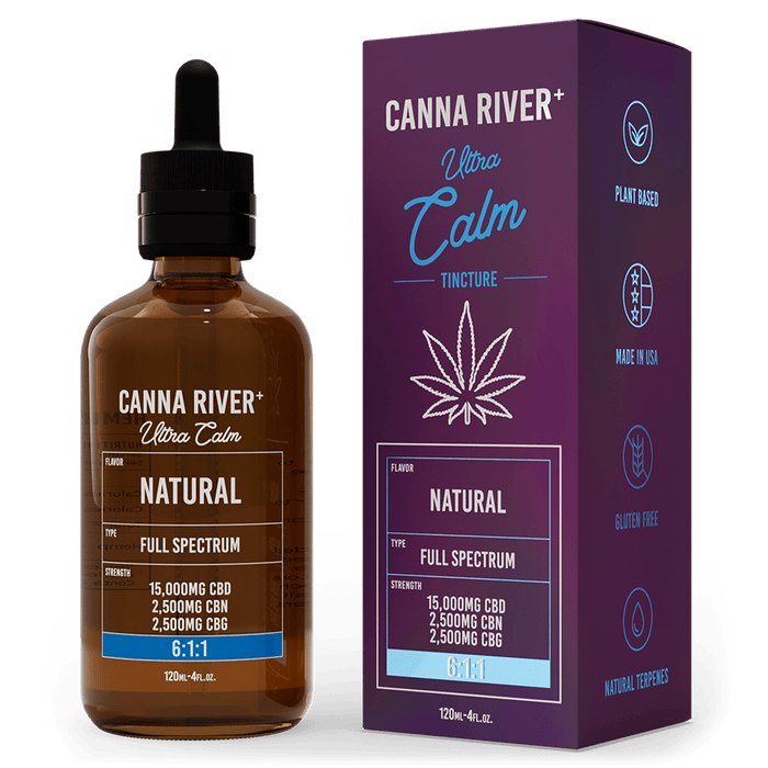 Canna River CBD Ultra Calm Tincture Natural Full Spectrum 15000mg CBD + 2500mg CBN + 2500mg CBG 120mL