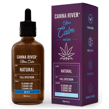 Canna River CBD Ultra Calm Tincture Natural Full Spectrum 15000mg CBD + 2500mg CBN + 2500mg CBG 120mL