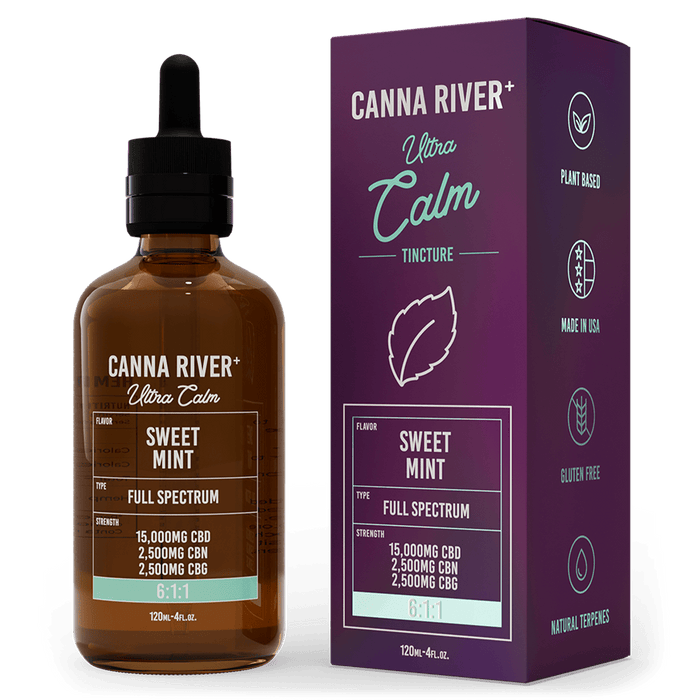 Canna River CBD Ultra Calm Tincture Sweet Mint Full Spectrum 15000mg CBD + 2500mg CBN + 2500mg CBG 120mL
