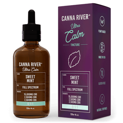 Canna River CBD Ultra Calm Tincture Sweet Mint Full Spectrum 15000mg CBD + 2500mg CBN + 2500mg CBG 120mL