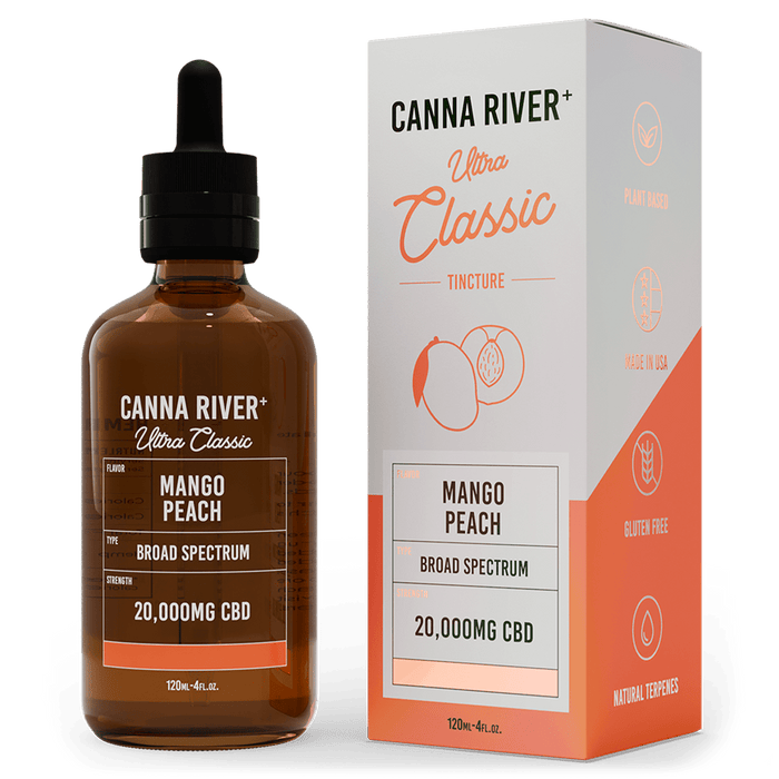 Canna River CBD Ultra Classic Tincture Mango Peach Broad Spectrum 20000mg CBD 120mL