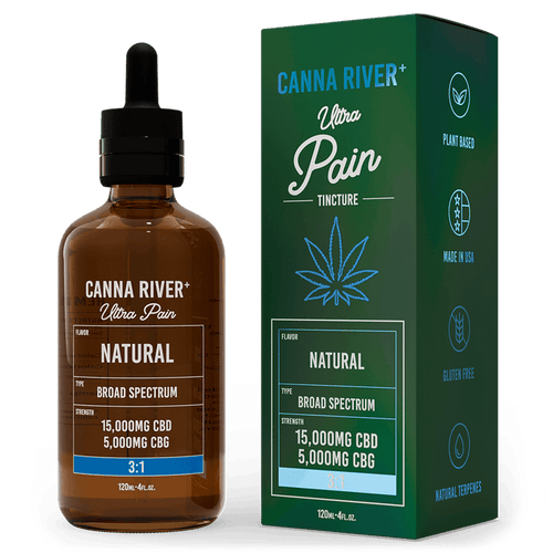 Canna River CBD Ultra Pain Tincture Natural Broad Spectrum 15000mg CBD + 5000mg CBG 120mL