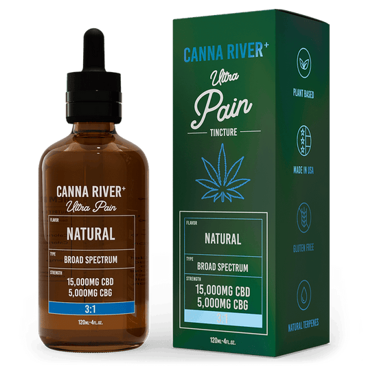 Canna River CBD Ultra Pain Tincture Natural Broad Spectrum 15000mg CBD + 5000mg CBG 120mL