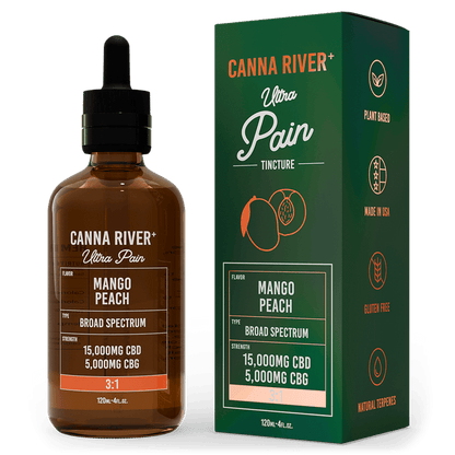 Canna River CBD Ultra Pain Tincture Mango Peach Broad Spectrum 15000mg CBD + 5000mg CBG 120mL