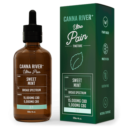 Canna River CBD Ultra Pain Tincture Sweet Mint Broad Spectrum 15000mg CBD + 5000mg CBG 120mL