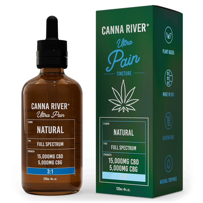 Canna River CBD Ultra Pain Tincture Natural Full Spectrum 15000mg CBD + 5000mg CBG 120mL