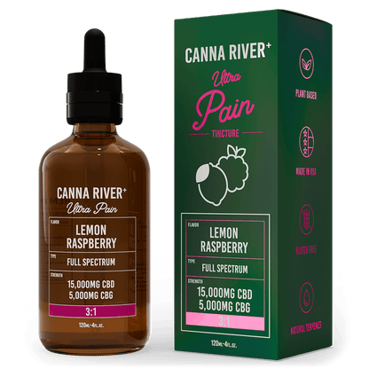 Canna River CBD Ultra Pain Tincture Lemon Raspberry Full Spectrum 15000mg CBD + 5000mg CBG 120mL
