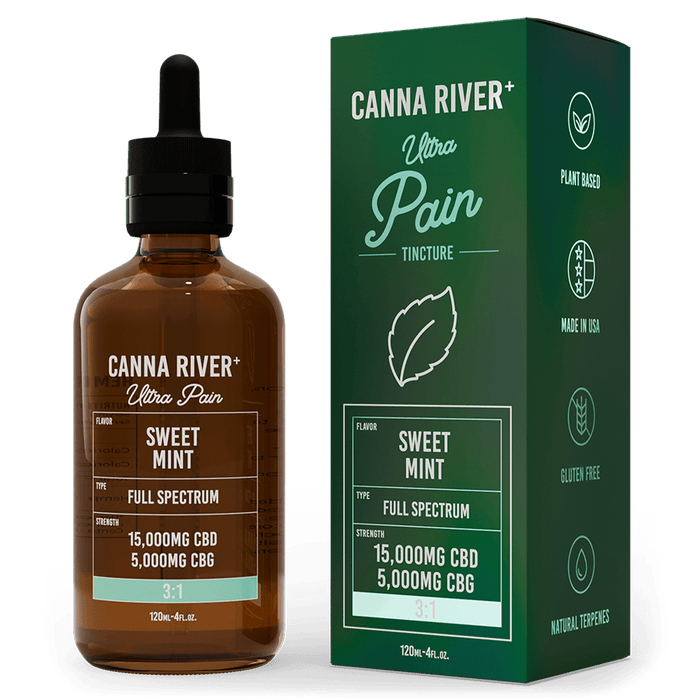 Canna River CBD Ultra Pain Tincture Sweet Mint Full Spectrum 15000mg CBD + 5000mg CBG 120mL