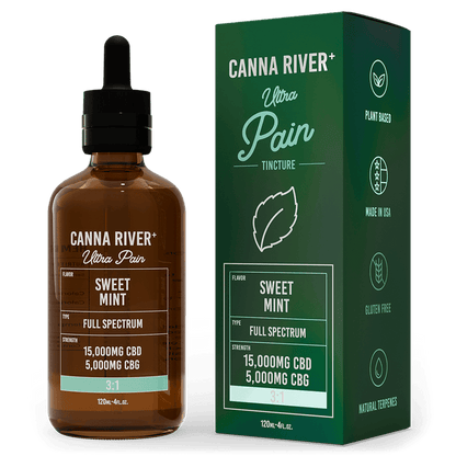 Canna River CBD Ultra Pain Tincture Sweet Mint Full Spectrum 15000mg CBD + 5000mg CBG 120mL