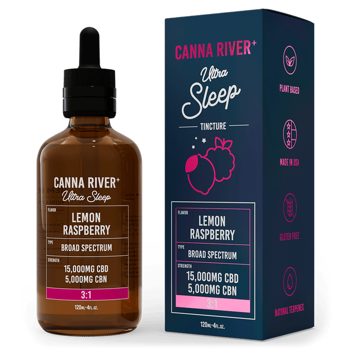 Canna River CBD Ultra Sleep Tincture Lemon Raspberry Broad Spectrum 15000mg CBD + 5000mg CBN 120mL